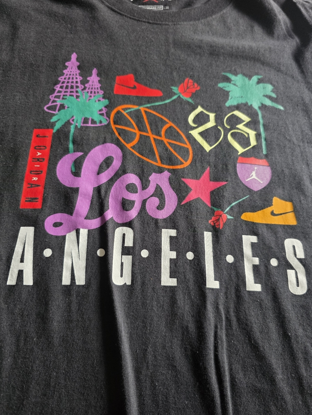 Nike Air Jordan Men's Los Angeles Graphic T-Shirt in black.